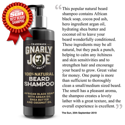 Beard Shampoo. 100% Natural Ingredients. African Black Soap with Argan Oil, Shea Butter and Coconut Oil. 250ml
