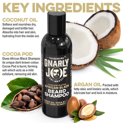 100ml Natural Beard Shampoo. African Black Soap with Argan Oil, Shea Butter, Aloe Vera and Coconut Oil.