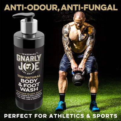 Body & Foot Wash: Natural Ingredients, Antibacterial, Anti-Odour & Anti-Fungal. African Black Soap, 250ml