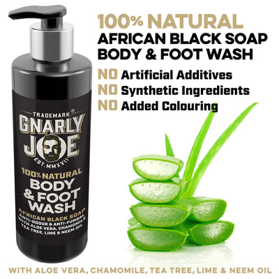 Body & Foot Wash: Natural Ingredients, Antibacterial, Anti-Odour & Anti-Fungal. African Black Soap, 250ml