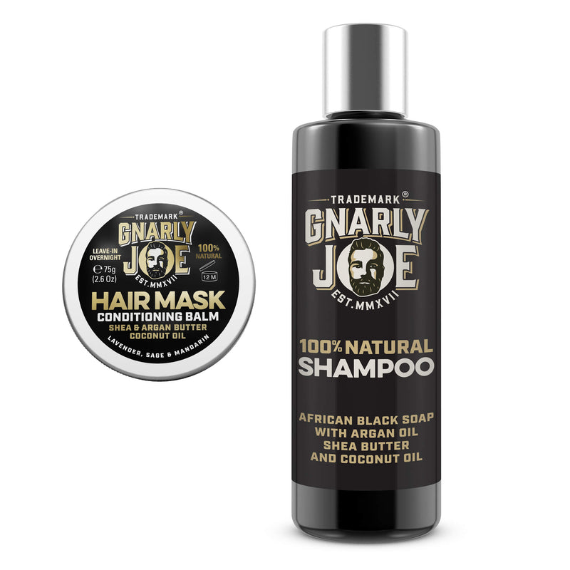 Complete Hair Care Pack. 100% Natural Ingredients. 250ml African Black Soap Shampoo, plus 75g Natural Hair Mask